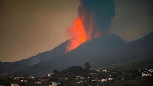 Volcán en erupción en La Palma.