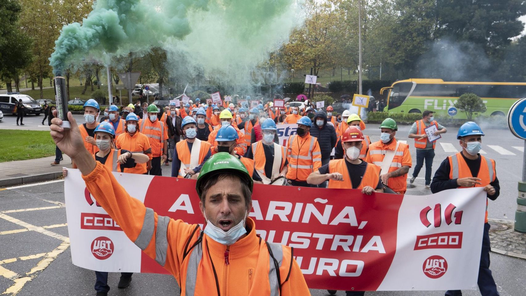 Manifestación ante la Xunta de trabajadores de Vestas en una imagen de archivo 