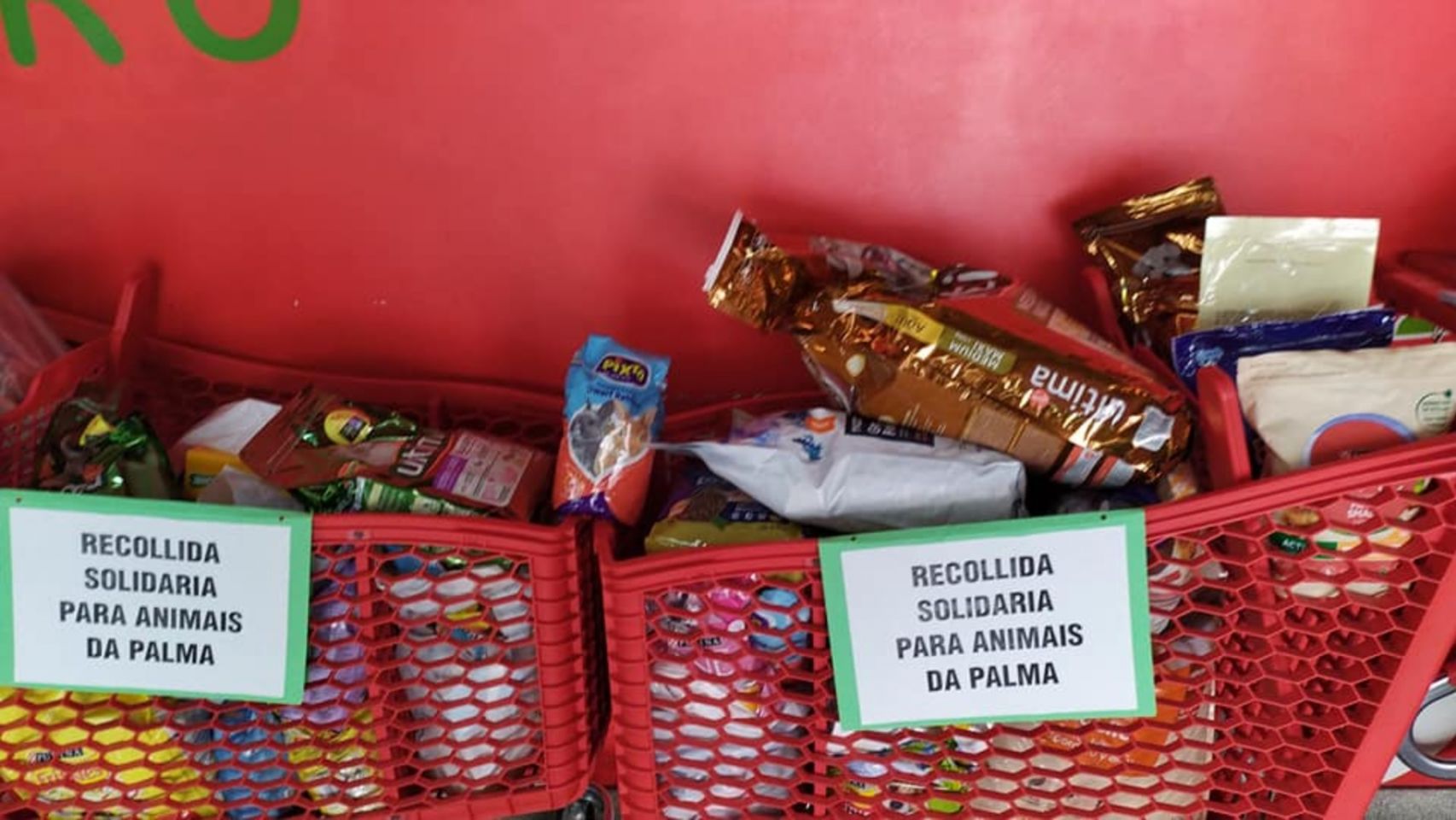 Recogida de comida para animales de La Palma. Foto: Facebook Distopía