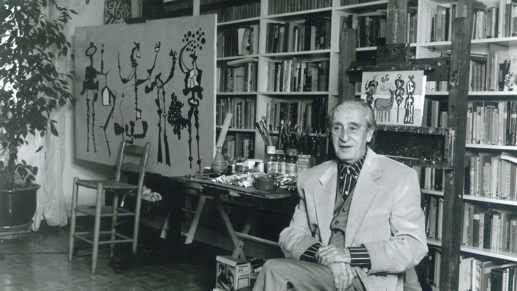 Eugenio Granell en su estudio de Madrid. 