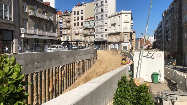 Obras en la calle Lepanto de Vigo