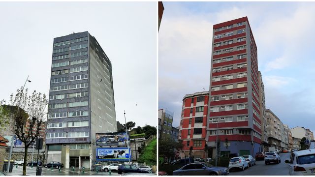Los dos edificios diseñados por Fernández-Albalat en A Coruña