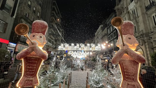Decoración navideña en Vigo en 2021.