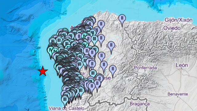 Lugares desde los que los gallegos reportaron haber sentido el terremoto de magnitud 4,6.
