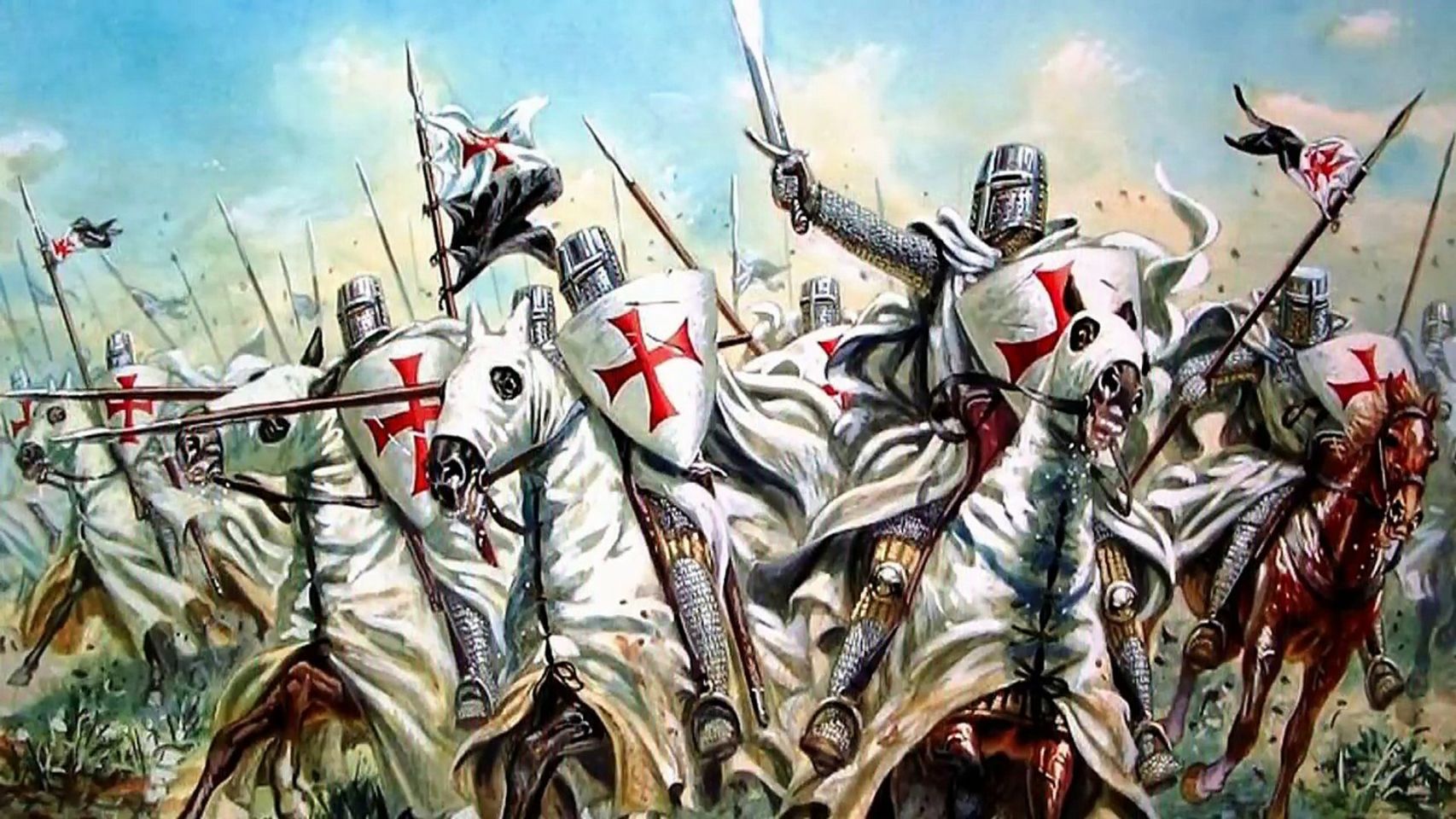 Los Templarios durante una batalla. https://www.dailymotion.com 