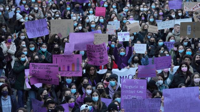 Manifestación del 8M, Día Internacional de la Mujer, en Santiago de Compostela.