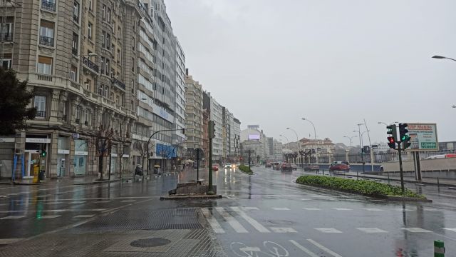 La ciudad de A Coruña durante una jornada de lluvia.