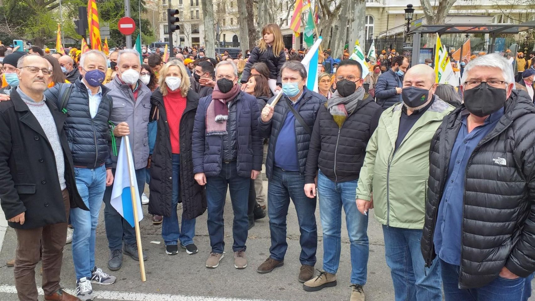 Representantes gallegos en la manifestación en defensa del sector primario en Madrid.