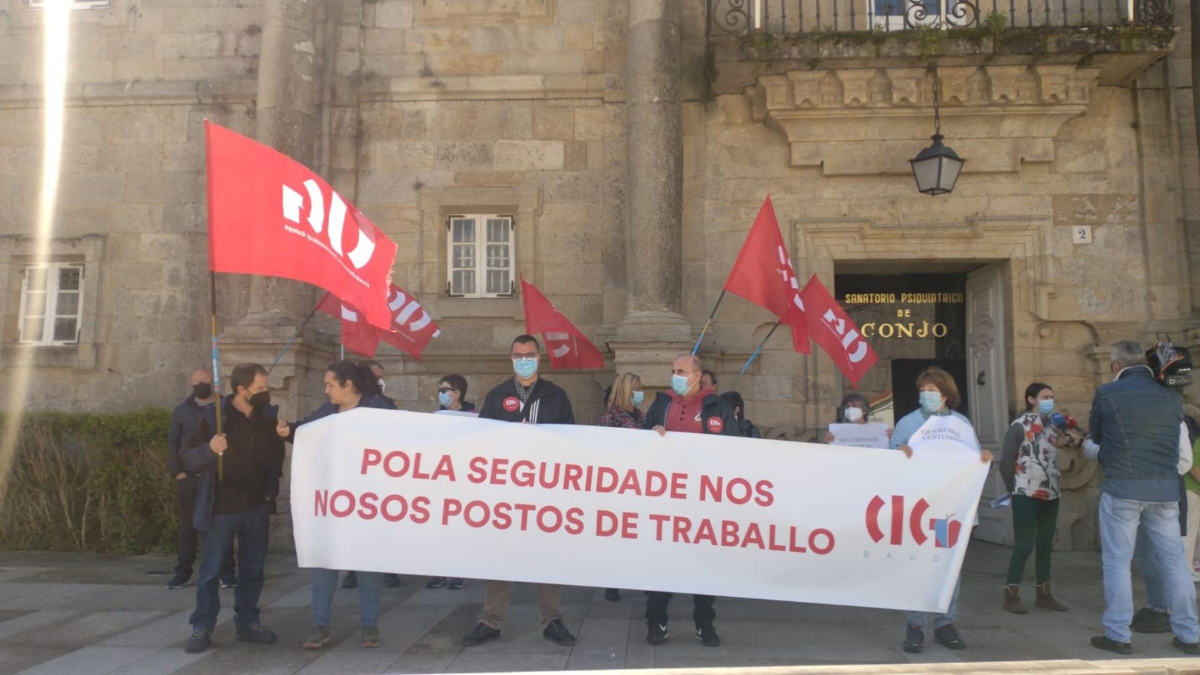 La protesta de los trabajadores del Psiquiátrico de Conxo.