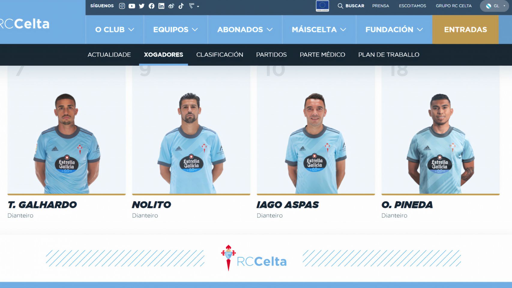 Captura de la web del Celta de Vigo.