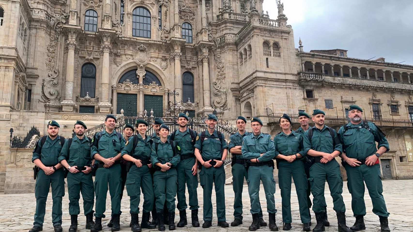 La Guardia Civil en su llegada a Santiago.