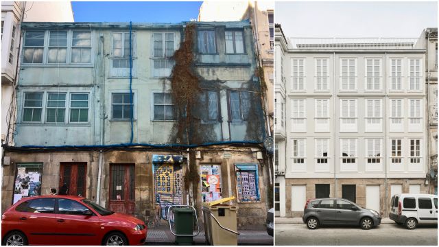 El antes y el después de los edificios en ruinas de la calle San Juan de A Coruña