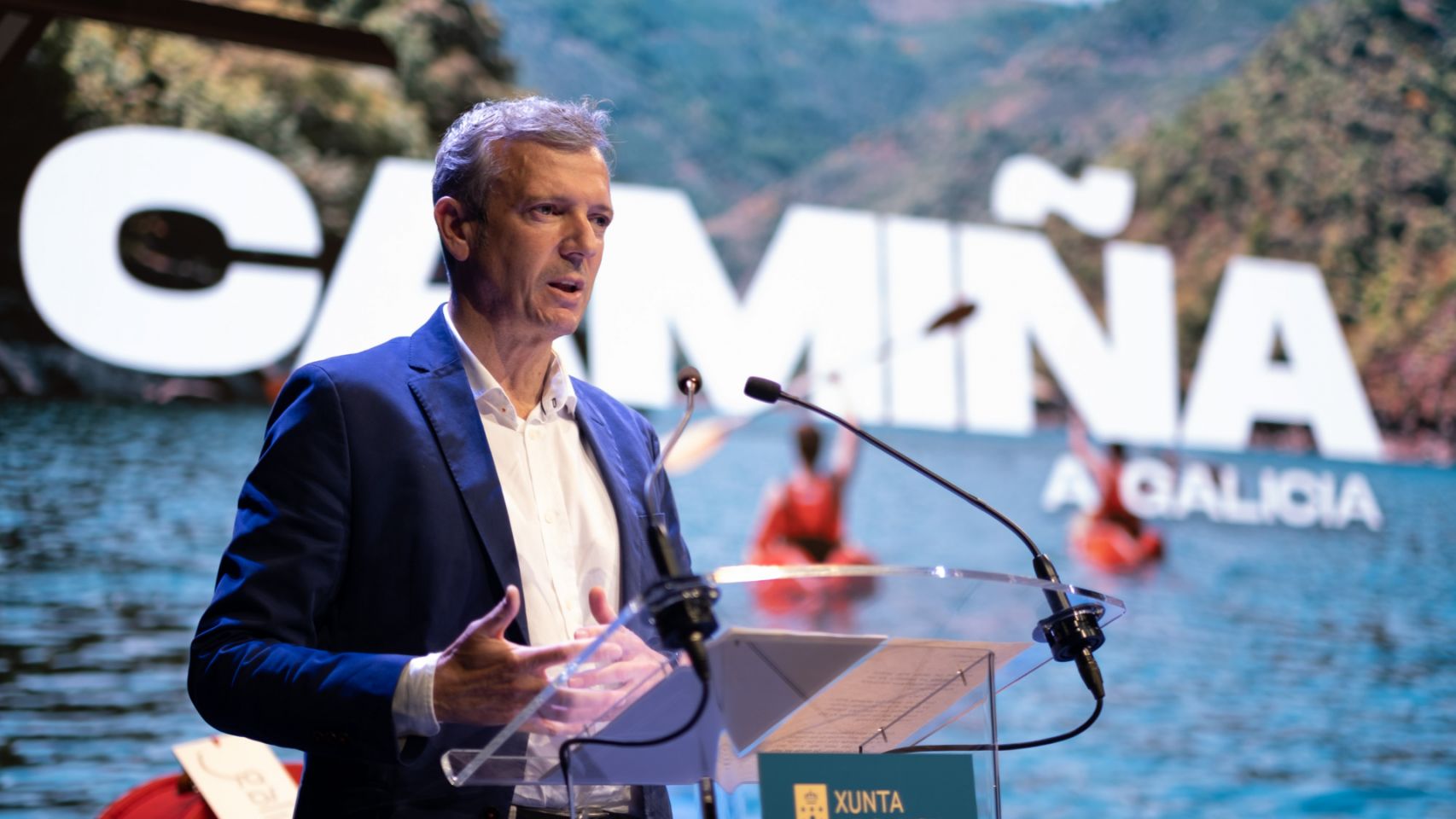 Alfonso Rueda durante la presentación de la campaña de turismo 2022.
