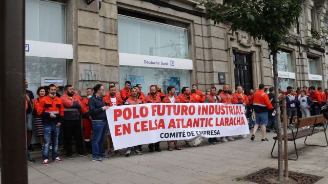 Trabajadores de Celsa Atlantic protestan en A Coruña.