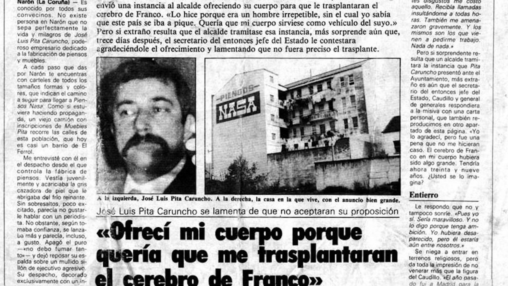 Noticia Pita Caruncho, 1982.