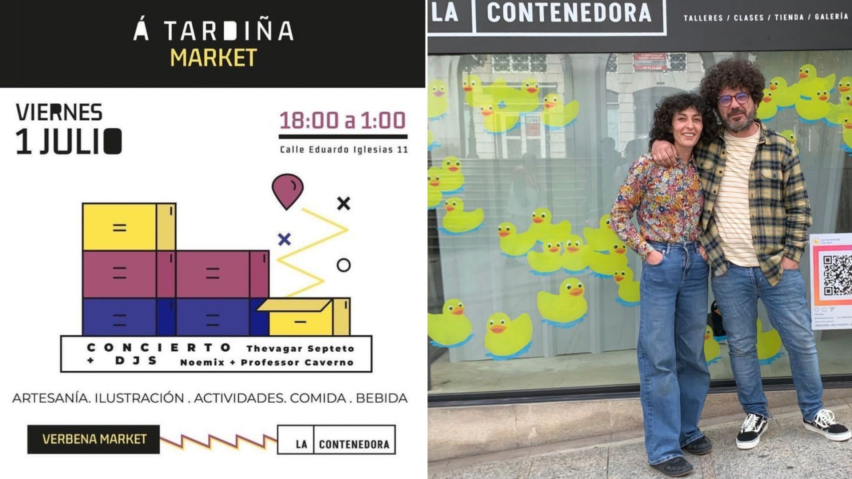 Cartel de Verbena Market y los dueños de La Contenedora.