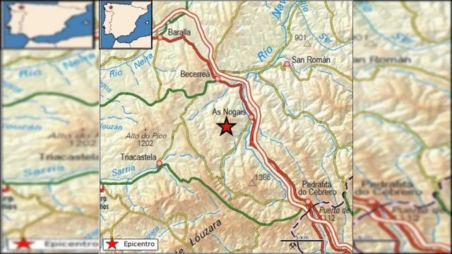 Temblor de magnitud 3,1 detectado en As Nogais (Lugo).