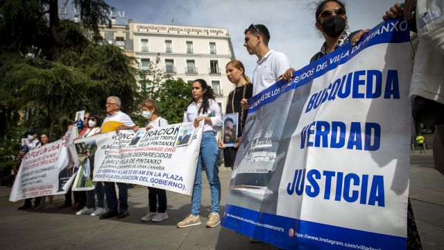 Protesta de los familiares en Madrid.