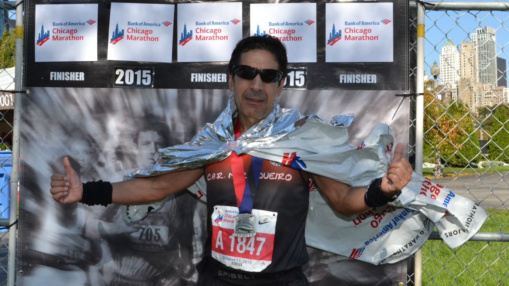 Pancho tras terminar el Maratón de Chicago en 2015