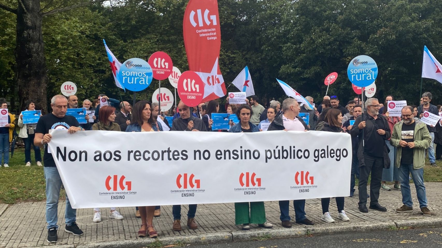Protesta de la Plataforma Galega pola Defensa do Ensino por el recorte de profesorado