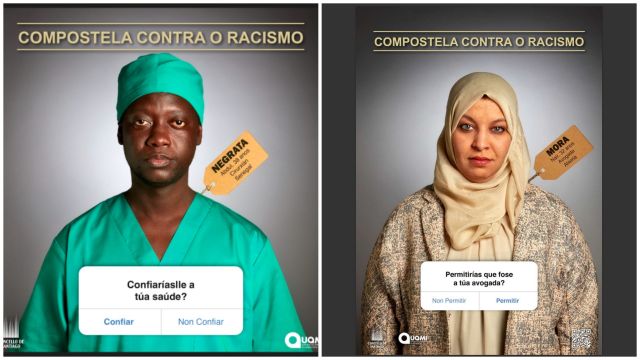 Carteles de la campaña "Compostela contra o racismo"