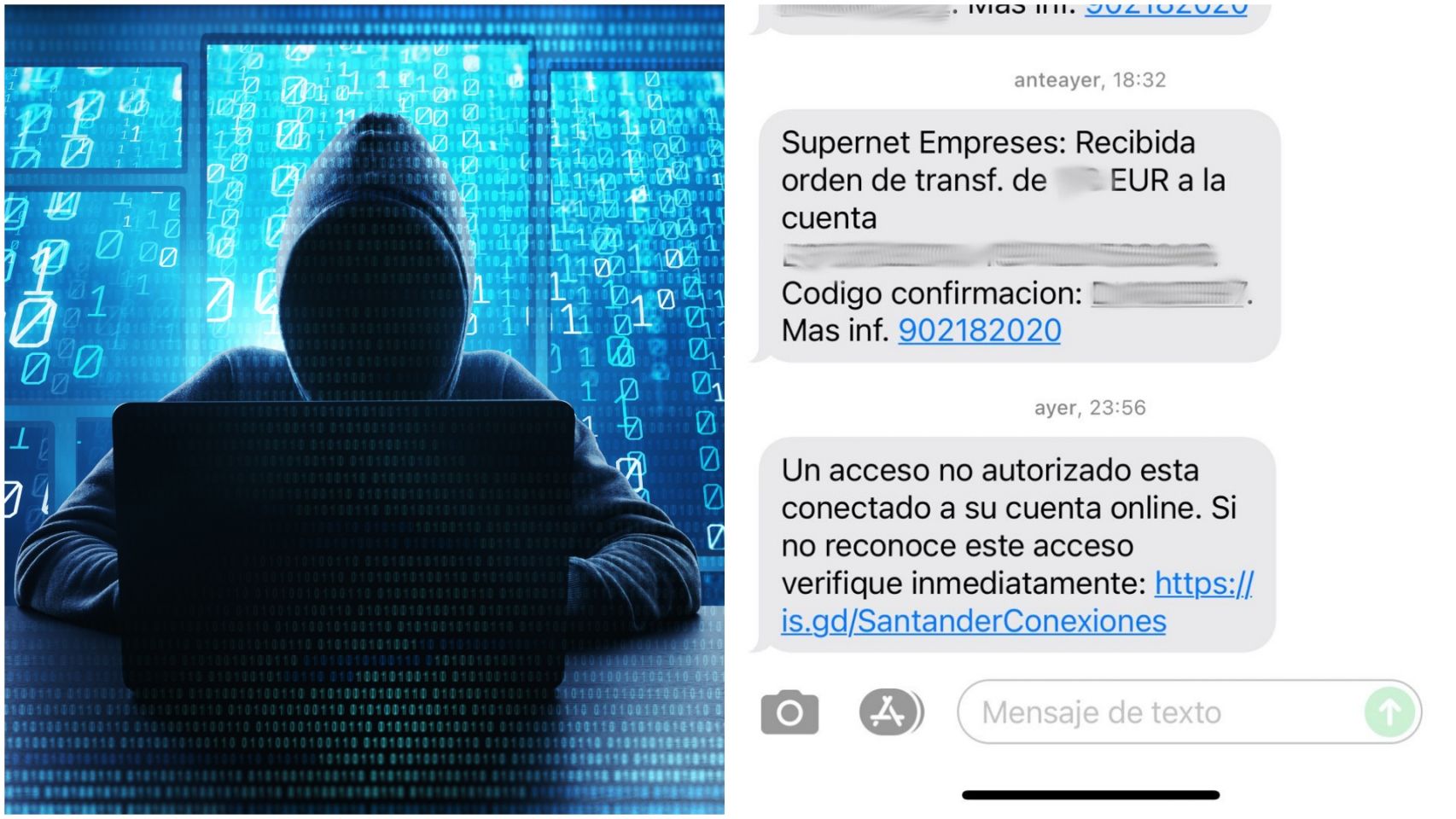 El mensaje de los timadores logra colarse en la línea de SMS del Santander