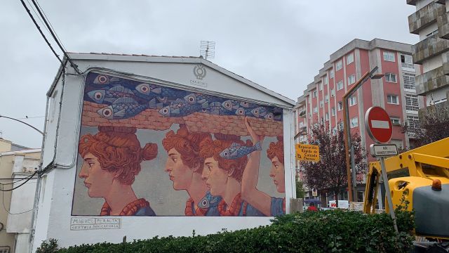 Mural de Cestola na Cachola en San Antoniño, en Pontevedra. 
