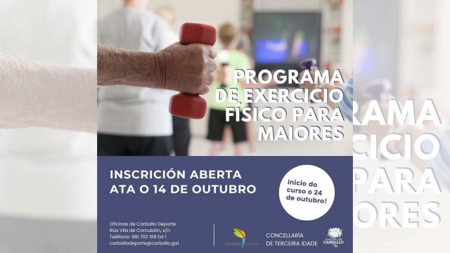Cartel del programa de ejercicio físico para mayores de Carballo (A Coruña).