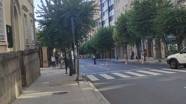 Calle del Hórreo cortada por atropello mortal en Santiago de Compostela