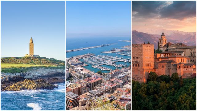 Vistas de A Coruña, Alicante y Granada