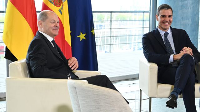 Sánchez y Scholz en la cumbre hispano-alemana de A Coruña.