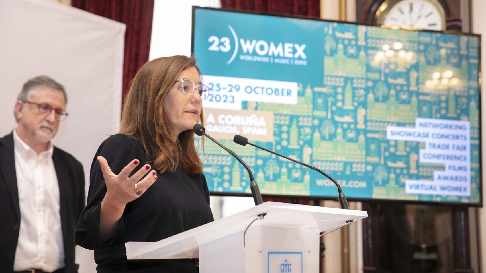 Inés Rey durante la presentación de Womex 2023.