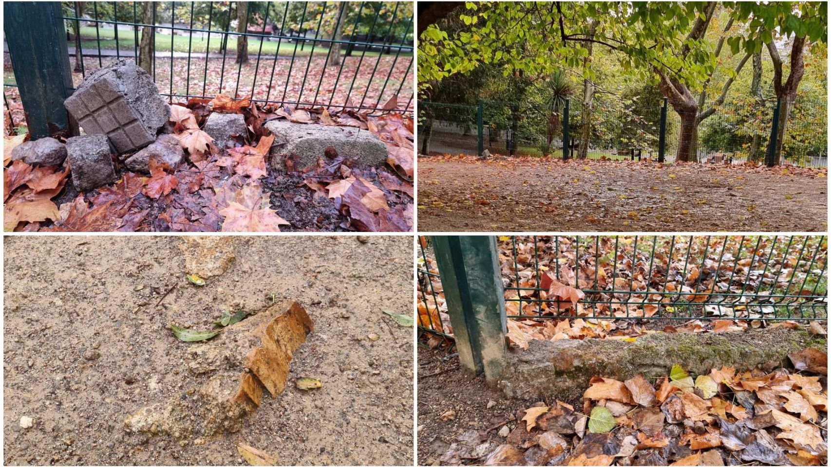 Desperfectos del área canina del parque de Santa Margarita de A Coruña.