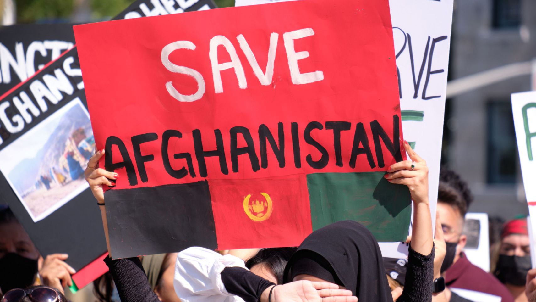 Manifestación en favor del pueblo afgano en agosto de 2021 en Canadá. 