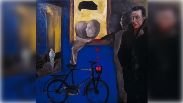 Cuadro de la exposición sobre María Casares y Albert Camus.