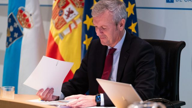 Alfonso Rueda en la reuniĂłn semanal del Gobierno gallego, en una foto de archivo.