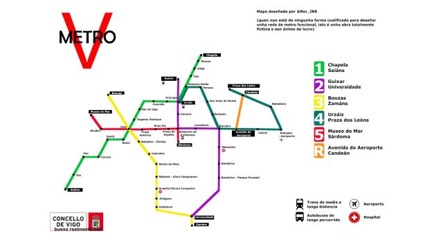El hilo de Twitter que imagina cómo sería la red de metro de Vigo