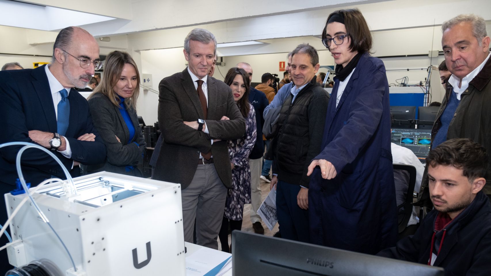 Alfonso Rueda durante su visita a la firma tecnológica Marexi Advanced Technologies.