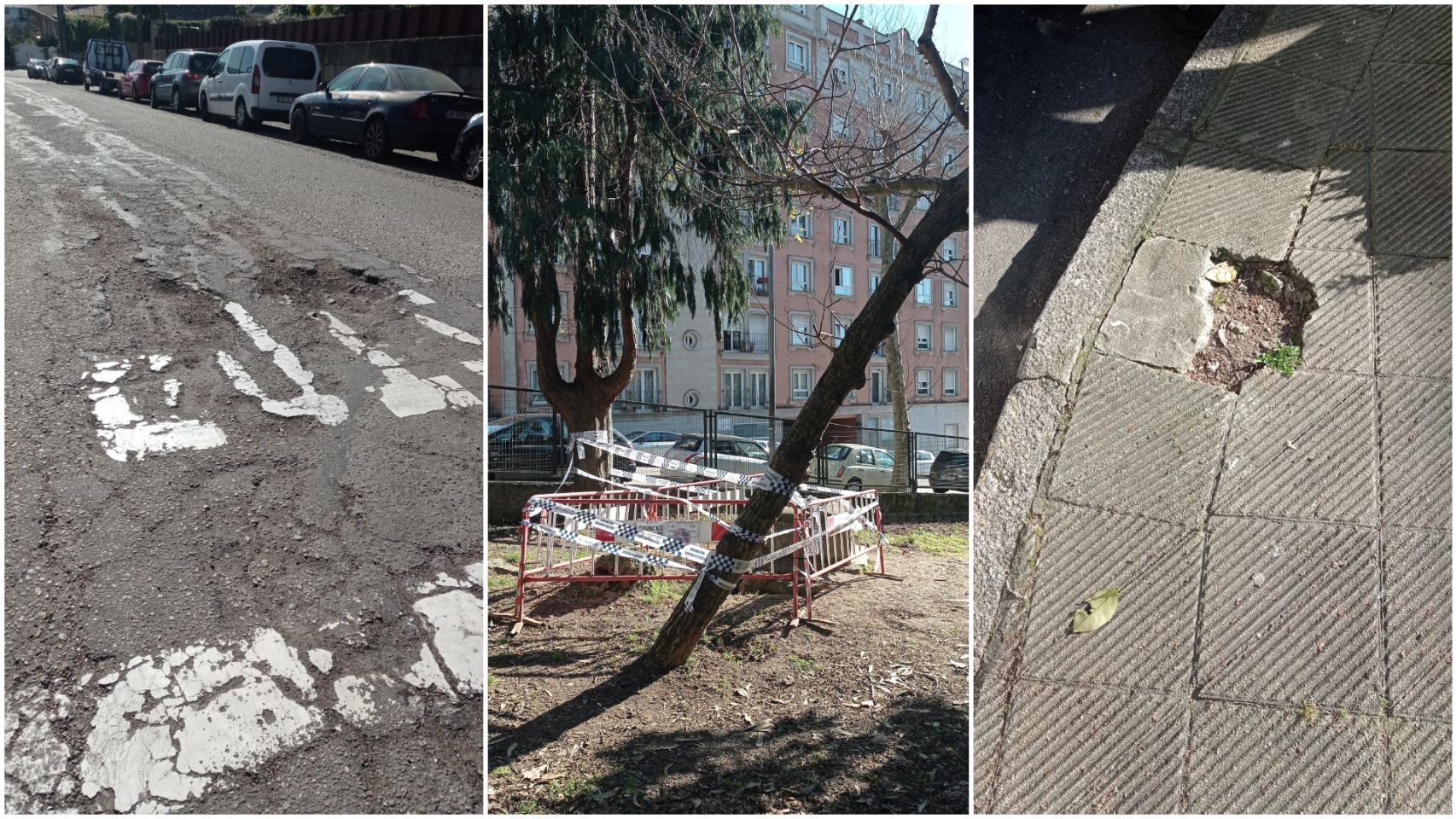 Imágenes de los desperfectos de algunas zonas de Vigo.