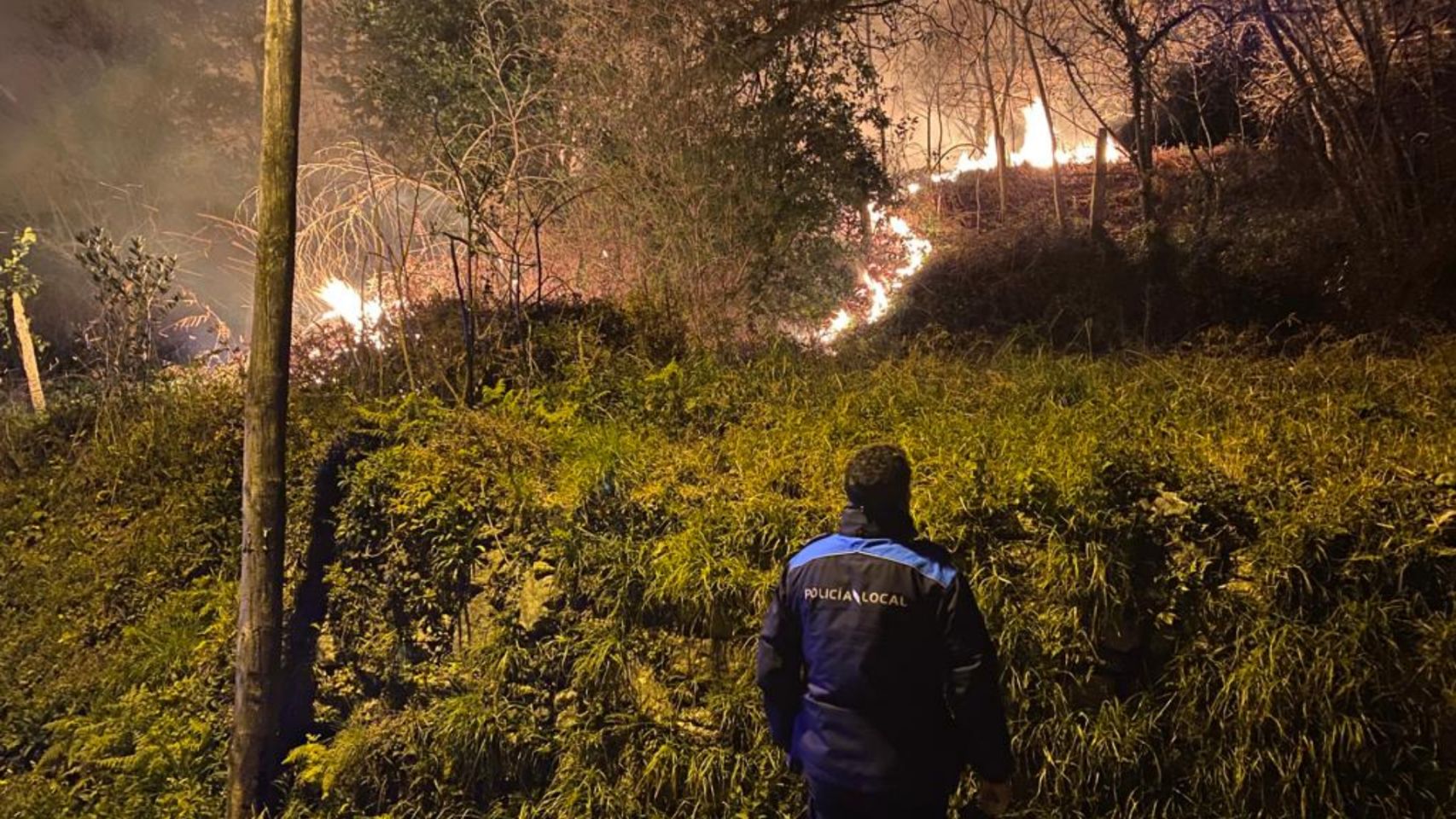 Incendio forestal en Rial, Poio.