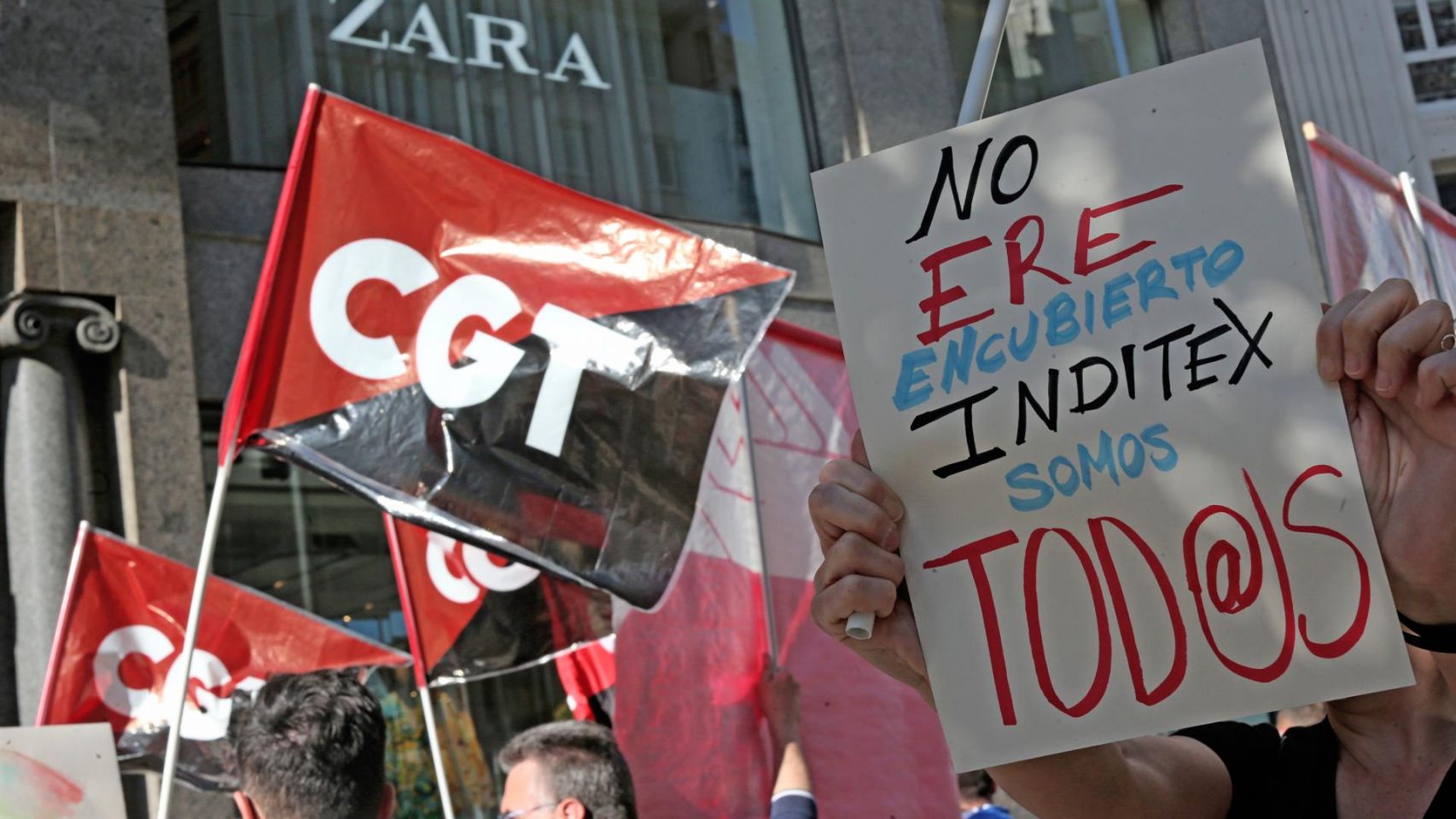 Una manifestación convocada por CGT contra Inditex en una imagen de archivo.
