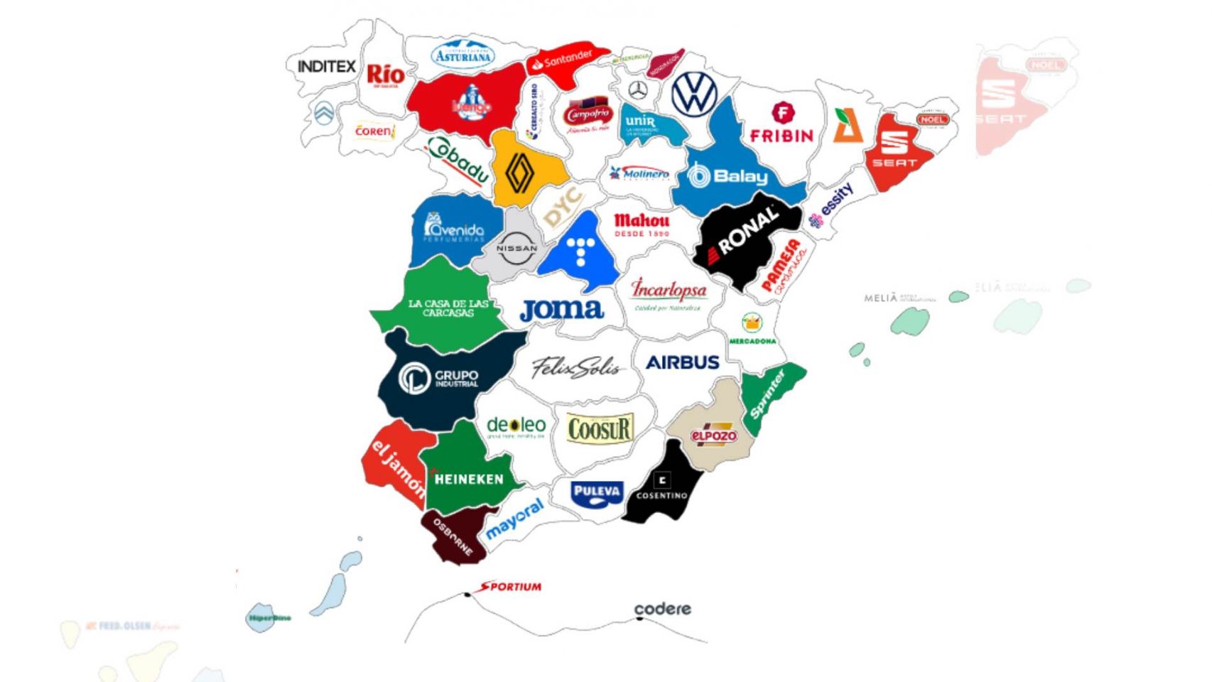 Mapa interactivo sobre las empresas más relevantes de España.