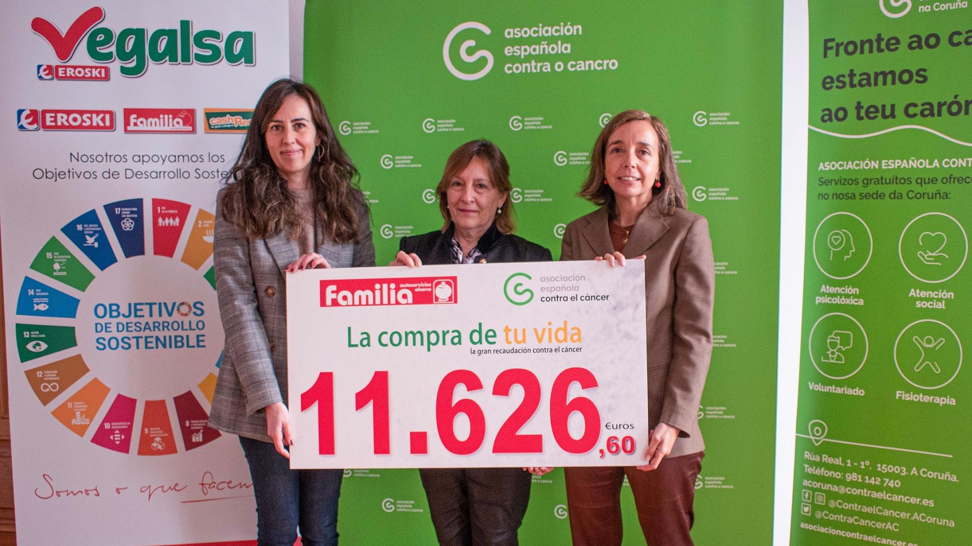 La gallega Vegalsa-Eroski dona 11.626 euros a la Asociación Española Contra  el Cáncer