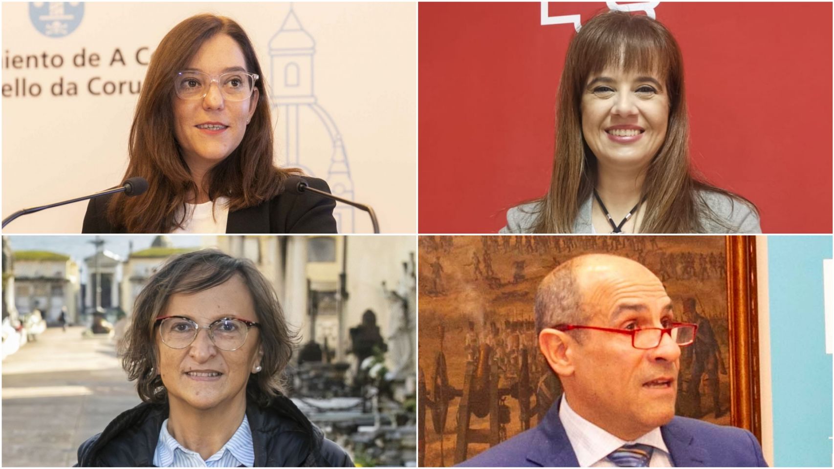 Inés Rey y los tres concejales más damnificados: Eva Martínez Acón, Esther Fontán y Jesús Celemín