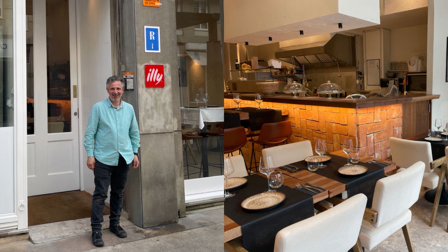 Marco Amore frente a su restaurante Lo Spaghetto en A Coruña