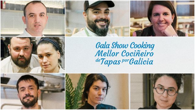 Los siete candidatos a 'Mejor cocinero de tapas de Galicia'.
