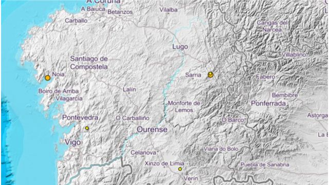 Localización de los terremotos de estos últimos días