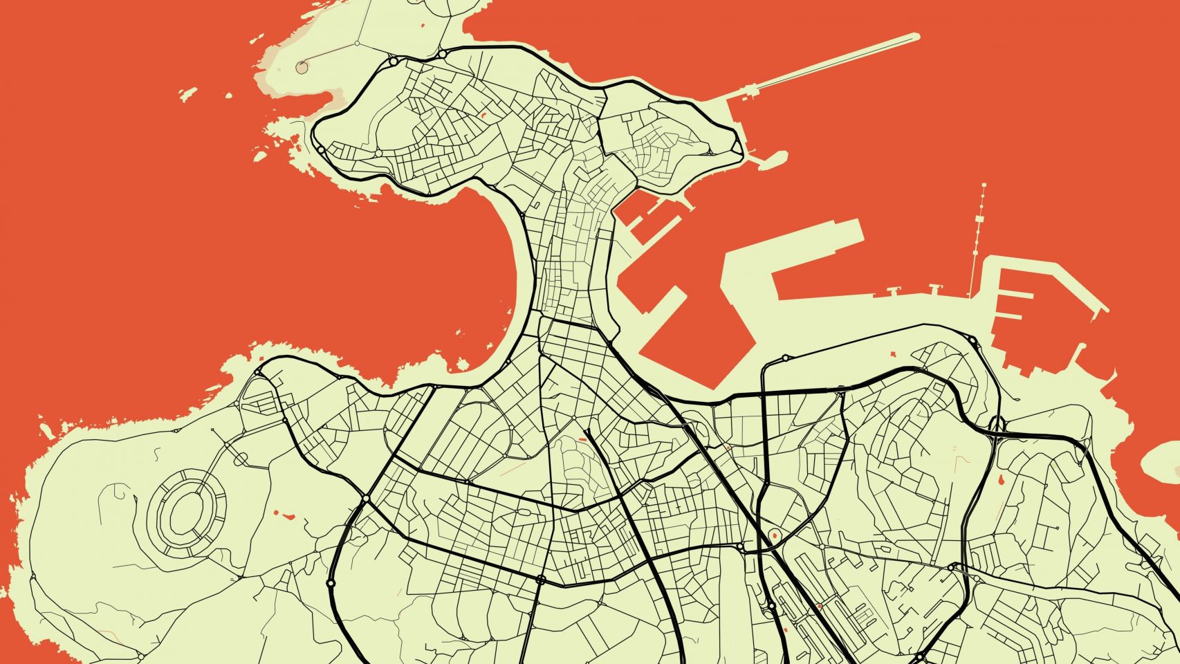 Mapa esquemático de A Coruña