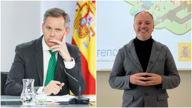 El ministro de Sanidad, José Miñones, y el actual delegado del Estado en la Zona Franca de Vigo, David Regades.