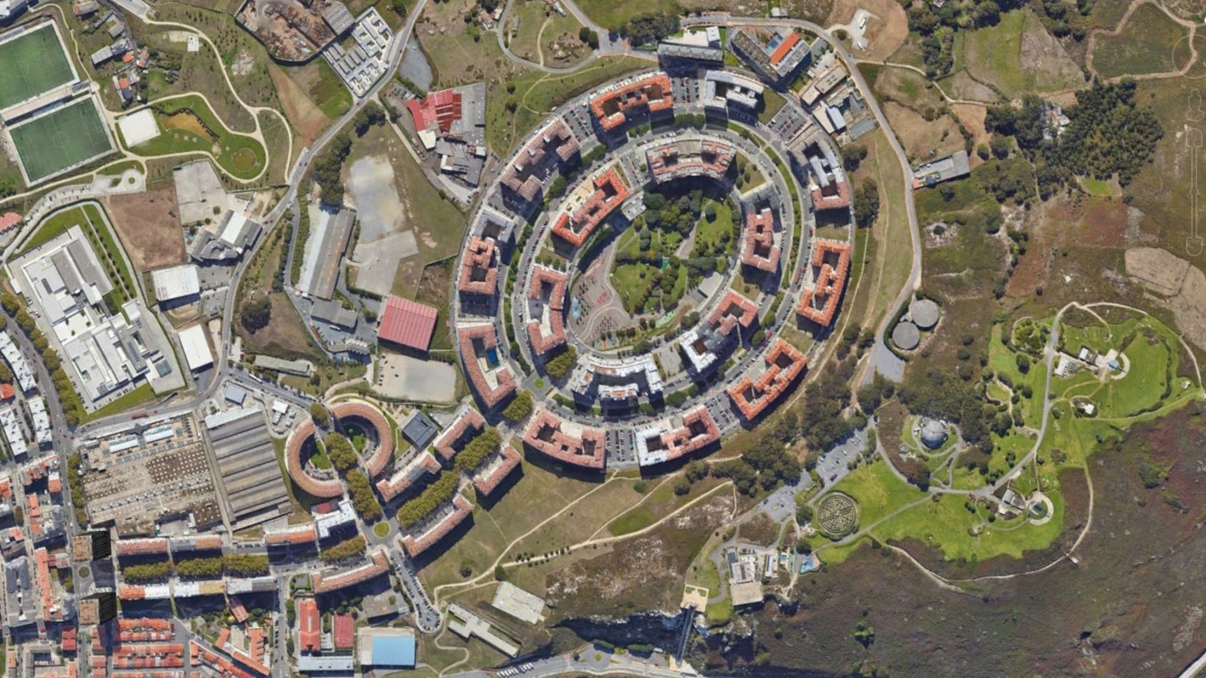 Vista aérea del barrio de Los Rosales